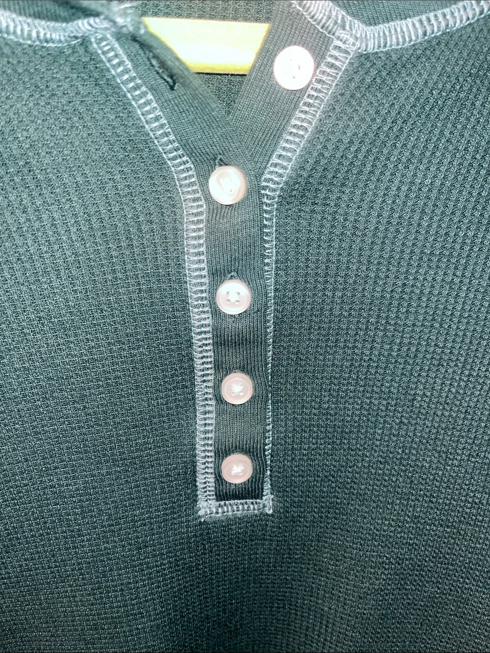 Levi's Dark Green Long-Sleeve Henley Tee with Contrast Stitching - Picture 4 of 8